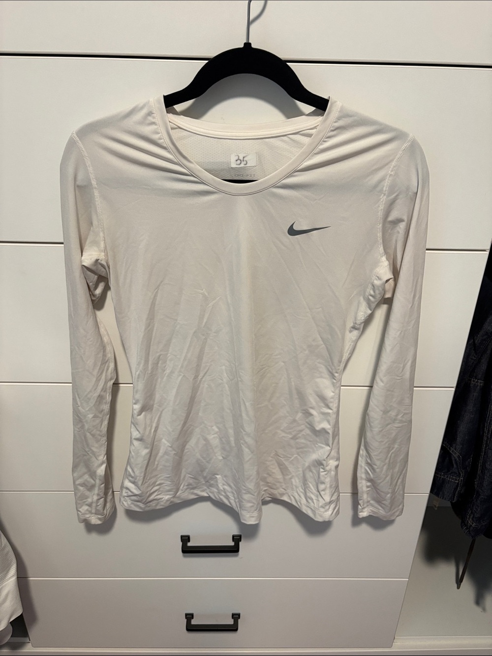 Nike White Long-Sleeve Dri-FIT Athletic Tee